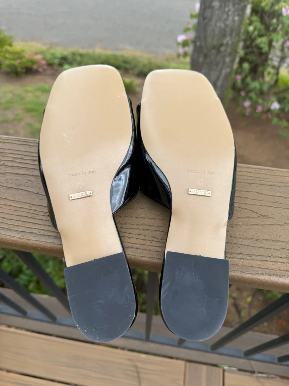 Black Patent Leather Mule Slides - Picture 5 of 8